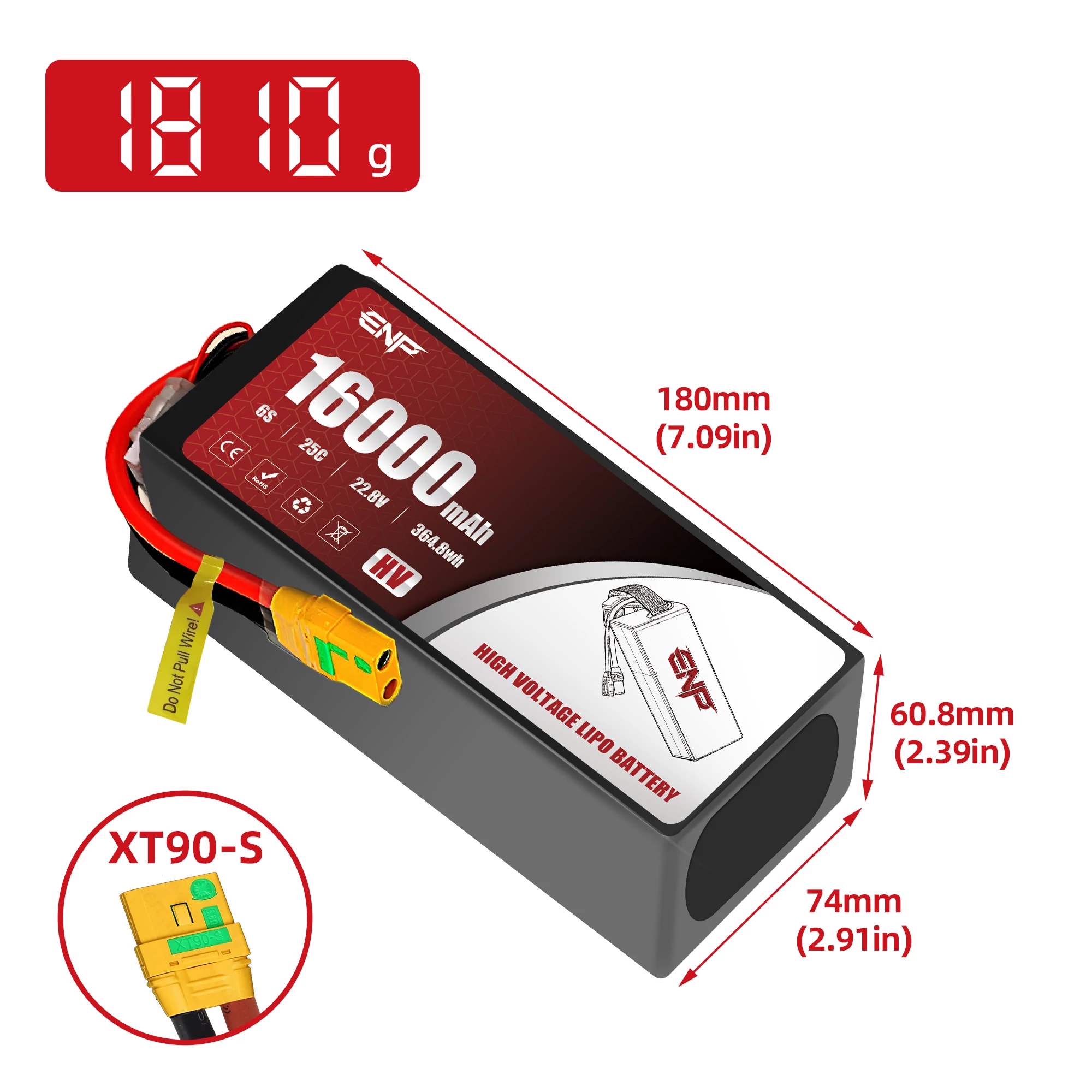 16000mah 6S High Voltage lipo Battery (dimension figure)