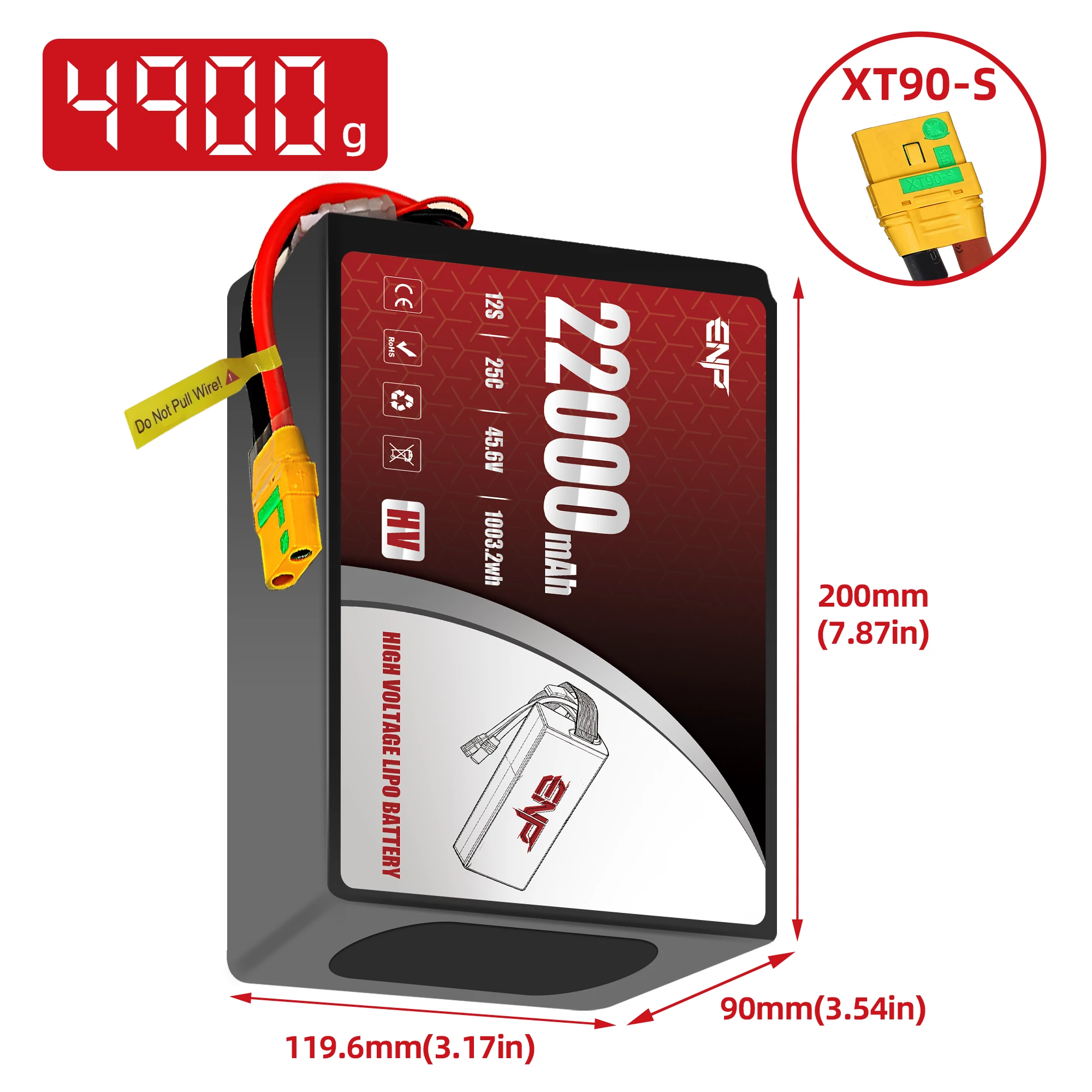 22000mah 12S High Voltage lipo Battery (dimension figure)