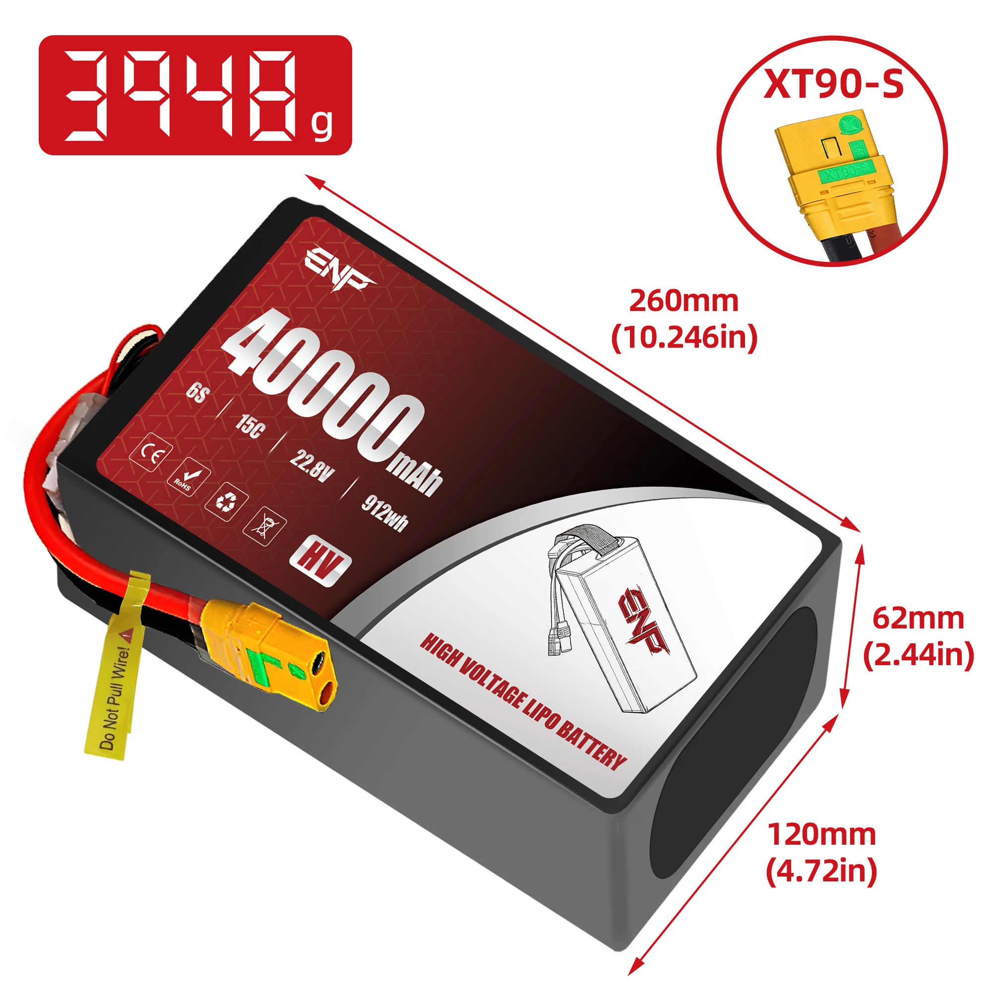 40000mah 6S High Voltage lipo Battery (dimension figure)